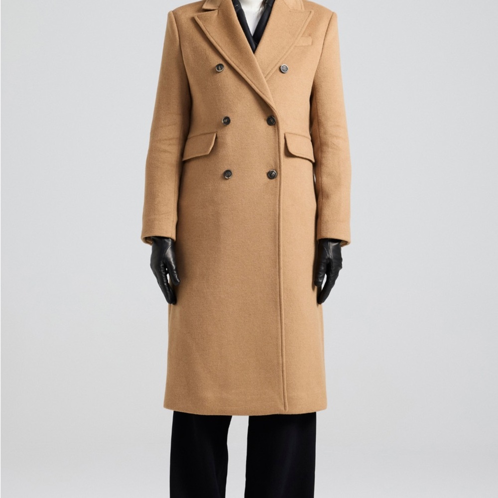 Elegant Tan Danier Double-Breasted Coat
